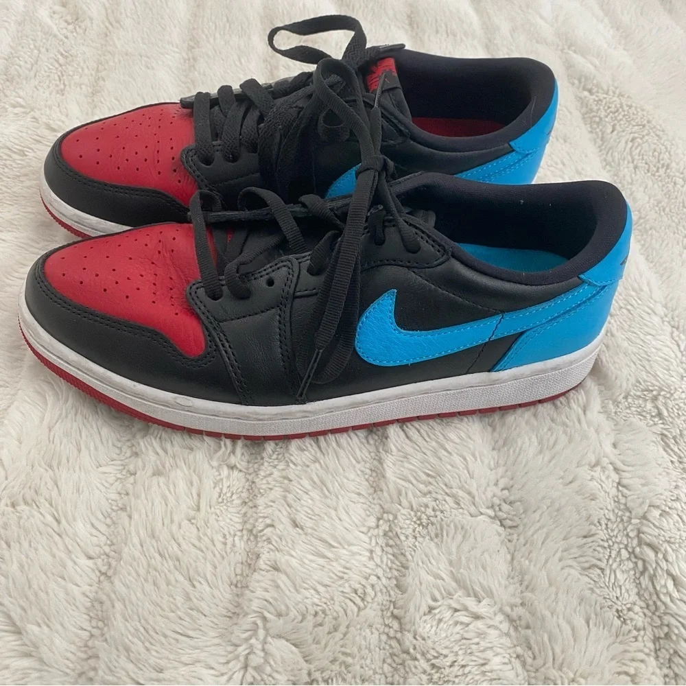 Air Jordan 1 Low OG NC to Chi Women’s Sneakers in Black, Red, and Blue Size 8